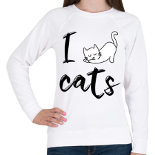 PRINTFASHION I love cats - Női pulóver - Fehér női pulóver, kardigán