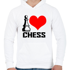 PRINTFASHION I love chess - Férfi kapucnis pulóver - Fehér