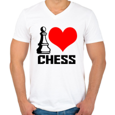 PRINTFASHION I love chess - Férfi V-nyakú póló - Fehér