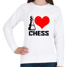 PRINTFASHION I love chess - Női pulóver - Fehér női pulóver, kardigán