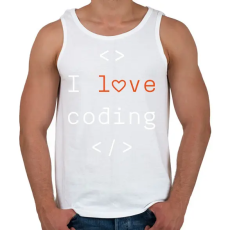 PRINTFASHION I love coding - Férfi atléta - Fehér