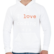 PRINTFASHION I love coding - Férfi kapucnis pulóver - Fehér férfi pulóver, kardigán