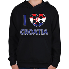 PRINTFASHION I love Croatia - Gyerek kapucnis pulóver - Fekete gyerek pulóver, kardigán
