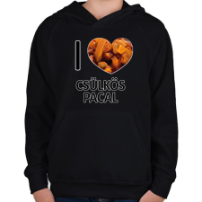 PRINTFASHION I love Csülkös pacal - Gyerek kapucnis pulóver - Fekete gyerek pulóver, kardigán