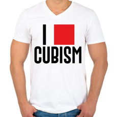 PRINTFASHION I love cubism - Férfi V-nyakú póló - Fehér