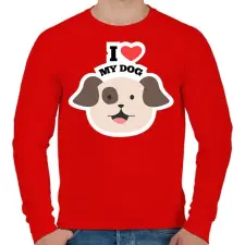 PRINTFASHION I love dags  - Férfi pulóver - Piros férfi pulóver, kardigán