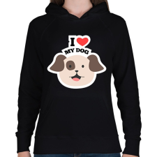 PRINTFASHION I love dags  - Női kapucnis pulóver - Fekete női pulóver, kardigán