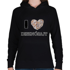 PRINTFASHION I love disznósajt - Női kapucnis pulóver - Fekete