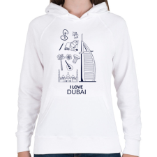 PRINTFASHION I LOVE DUBAI - Női kapucnis pulóver - Fehér női pulóver, kardigán