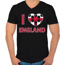 PRINTFASHION I love England - Férfi V-nyakú póló - Fekete férfi póló