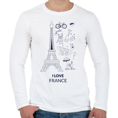 PRINTFASHION I LOVE FRANCE 1 - Férfi hosszú ujjú póló - Fehér