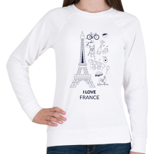 PRINTFASHION I LOVE FRANCE 1 - Női pulóver - Fehér női pulóver, kardigán
