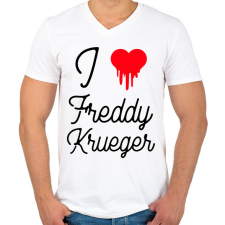 PRINTFASHION I love Freddy Krueger - Férfi V-nyakú póló - Fehér férfi póló