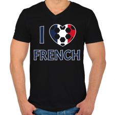 PRINTFASHION I love French - Férfi V-nyakú póló - Fekete férfi póló