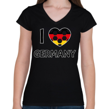 PRINTFASHION I love Germany - Női V-nyakú póló - Fekete női póló