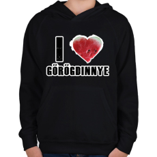 PRINTFASHION I Love Görögdinnye - Gyerek kapucnis pulóver - Fekete