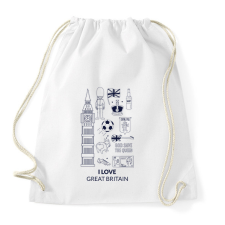 PRINTFASHION I LOVE GREAT BRITAIN - Sportzsák, Tornazsák - Fehér tornazsák