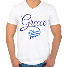 PRINTFASHION I love greece - Férfi V-nyakú póló - Fehér férfi póló