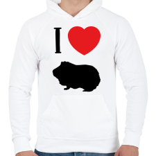 PRINTFASHION I love guinea pig - Férfi kapucnis pulóver - Fehér férfi pulóver, kardigán