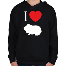 PRINTFASHION I love guinea pig (white) - Gyerek kapucnis pulóver - Fekete gyerek pulóver, kardigán