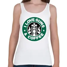 PRINTFASHION I love guns and coffee - Női atléta - Fehér női trikó