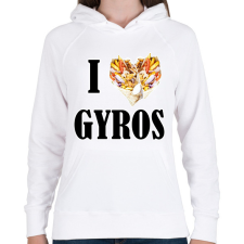 PRINTFASHION I love Gyros - Női kapucnis pulóver - Fehér női pulóver, kardigán