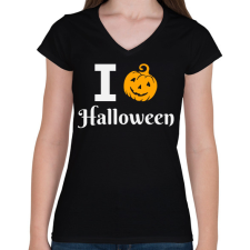 PRINTFASHION I love Halloween 3 - Női V-nyakú póló - Fekete női póló