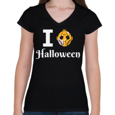 PRINTFASHION I love Halloween 4 - Női V-nyakú póló - Fekete női póló