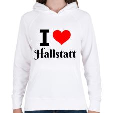 PRINTFASHION I love Hallstatt - Női kapucnis pulóver - Fehér női pulóver, kardigán