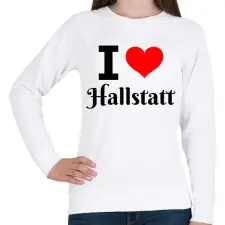 PRINTFASHION I love Hallstatt - Női pulóver - Fehér női pulóver, kardigán