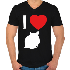 PRINTFASHION I love hamster (white) - Férfi V-nyakú póló - Fekete