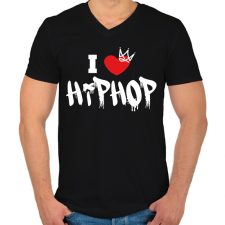 PRINTFASHION I love hiphop (white) - Férfi V-nyakú póló - Fekete férfi póló