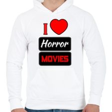 PRINTFASHION I love Horror Movies - Férfi kapucnis pulóver - Fehér férfi pulóver, kardigán