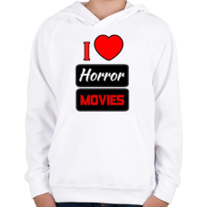 PRINTFASHION I love Horror Movies - Gyerek kapucnis pulóver - Fehér