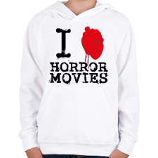 PRINTFASHION I love horror movies - Gyerek kapucnis pulóver - Fehér gyerek pulóver, kardigán