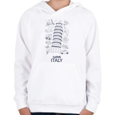 PRINTFASHION I LOVE ITALY 1 - Gyerek kapucnis pulóver - Fehér