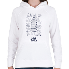 PRINTFASHION I LOVE ITALY 1 - Női kapucnis pulóver - Fehér