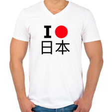 PRINTFASHION I love Japan 2 - Férfi V-nyakú póló - Fehér férfi póló