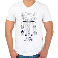 PRINTFASHION I LOVE JAPAN 5 - Férfi V-nyakú póló - Fehér férfi póló