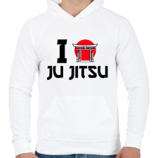 PRINTFASHION I love Ju Jitsu - Férfi kapucnis pulóver - Fehér férfi pulóver, kardigán