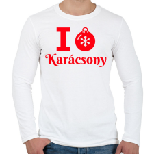 PRINTFASHION I love Karácsony - Férfi hosszú ujjú póló - Fehér férfi póló