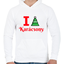 PRINTFASHION I love Karácsony - Férfi kapucnis pulóver - Fehér férfi pulóver, kardigán
