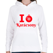 PRINTFASHION I love Karácsony  - Női kapucnis pulóver - Fehér női pulóver, kardigán