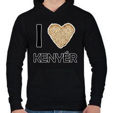 PRINTFASHION I love kenyér - Férfi kapucnis pulóver - Fekete