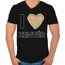 PRINTFASHION I love kenyér - Férfi V-nyakú póló - Fekete férfi póló