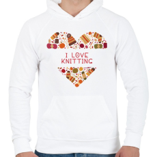 PRINTFASHION I love knitting - Férfi kapucnis pulóver - Fehér