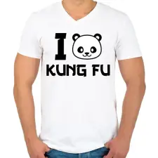 PRINTFASHION I love Kung Fu 2 - Férfi V-nyakú póló - Fehér férfi póló