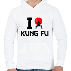 PRINTFASHION I love Kung Fu - Férfi kapucnis pulóver - Fehér