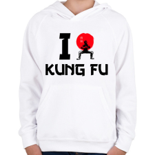 PRINTFASHION I love Kung Fu - Gyerek kapucnis pulóver - Fehér gyerek pulóver, kardigán