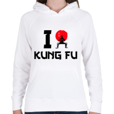 PRINTFASHION I love Kung Fu - Női kapucnis pulóver - Fehér